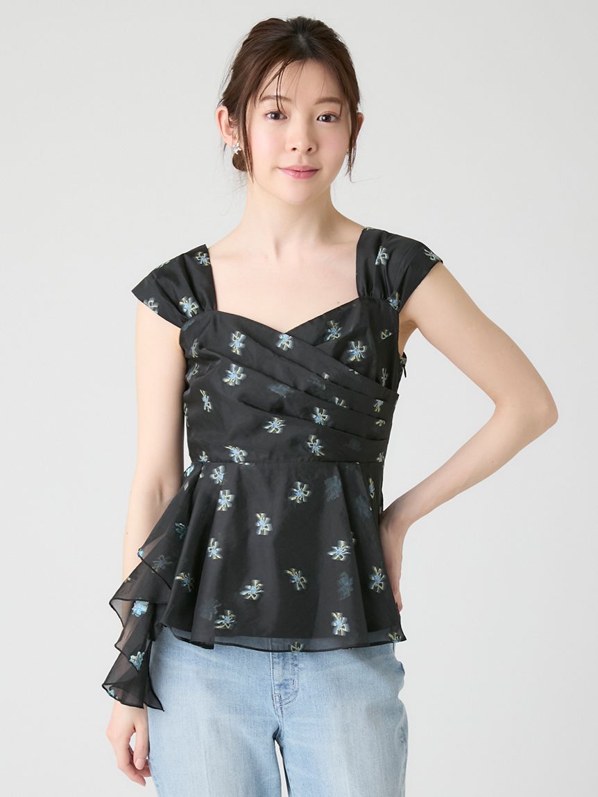 リーフフローレットジャガードブラウス(ブラウス・シャツ)｜TOPS