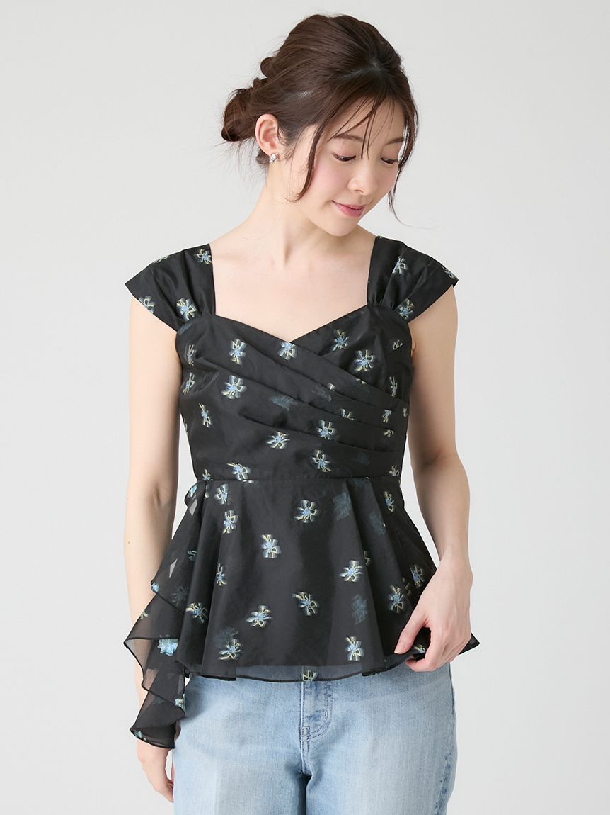 リーフフローレットジャガードブラウス(ブラウス・シャツ)｜TOPS