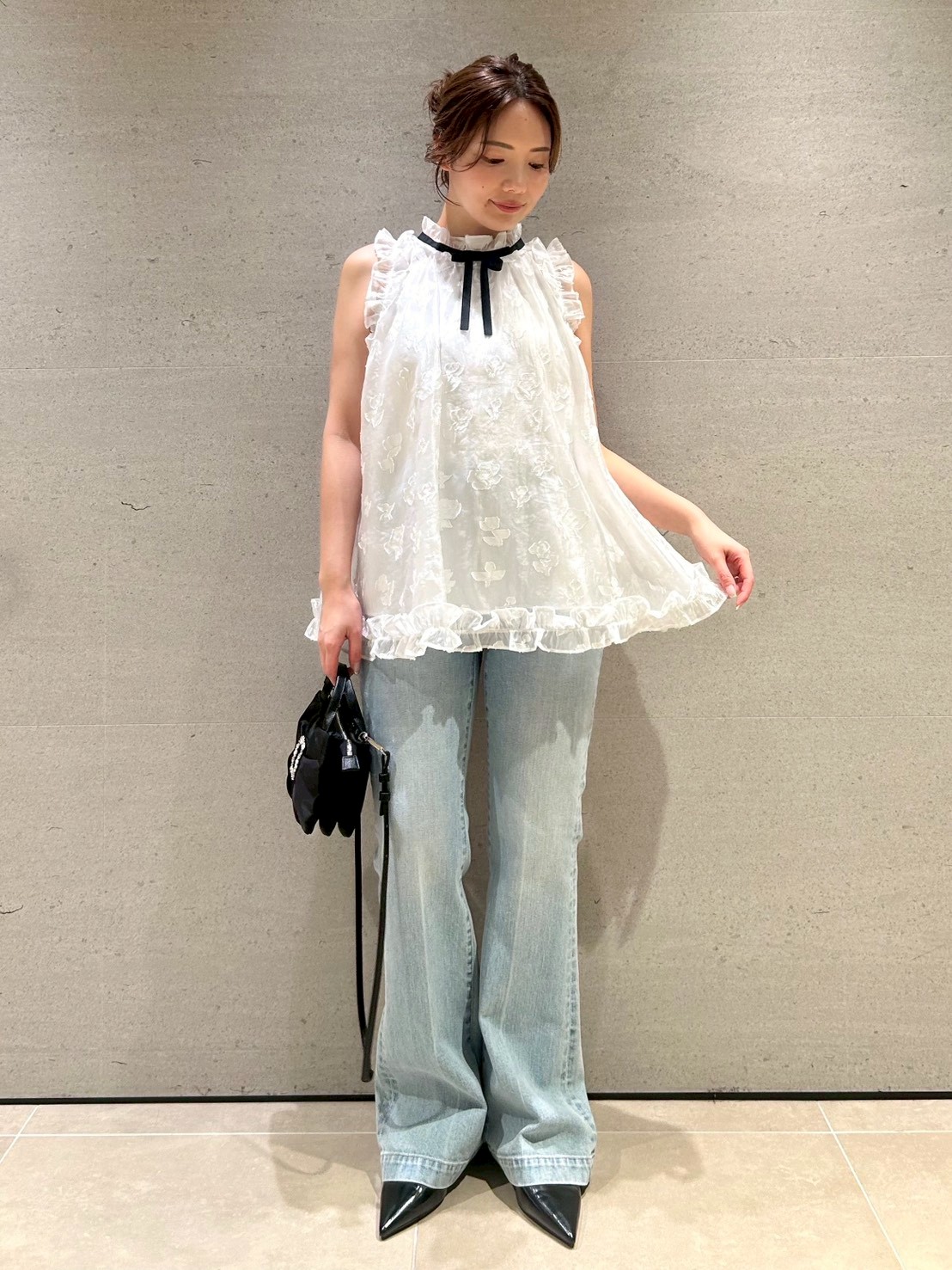 ブラックリボンジャガードチュニック(ブラウス・シャツ)｜TOPS