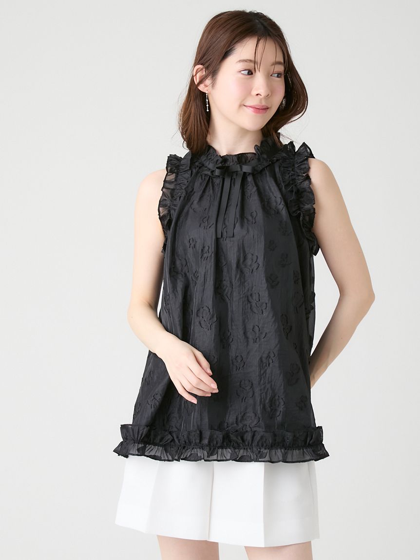 ブラックリボンジャガードチュニック(ブラウス・シャツ)｜TOPS