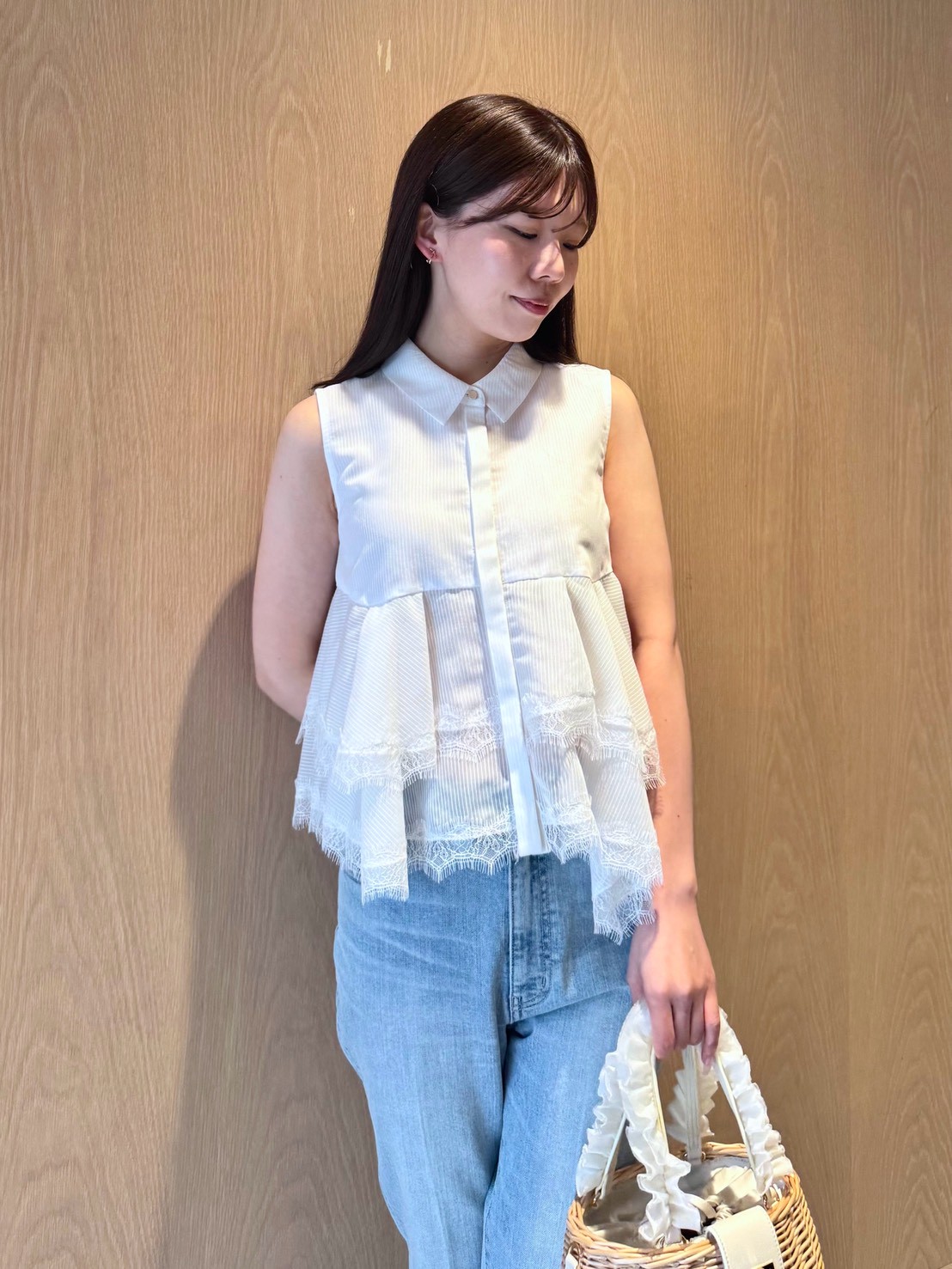 洗える】レースヘムペプラムブラウス(ブラウス・シャツ)｜TOPS