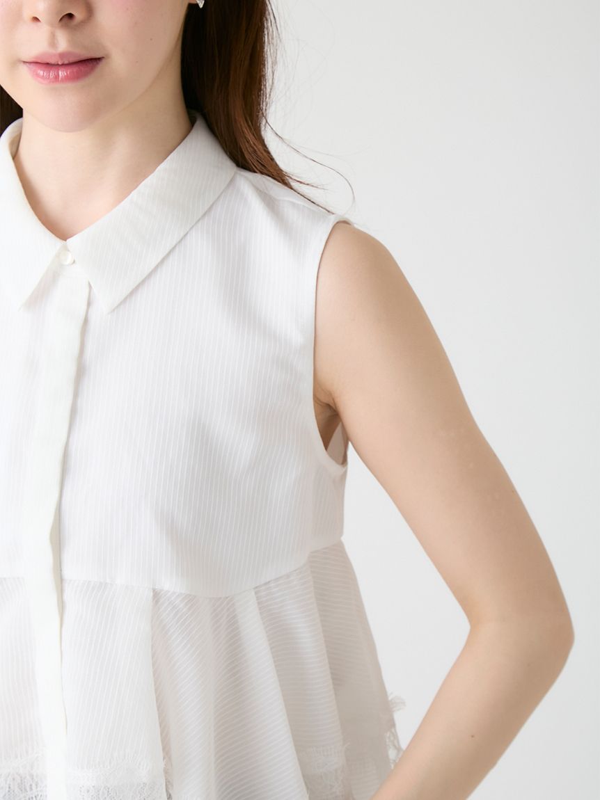 洗える】レースヘムペプラムブラウス(ブラウス・シャツ)｜TOPS