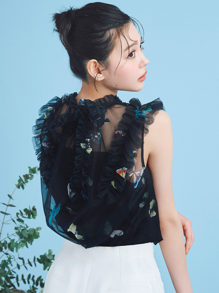 洗える】【HANAE MORI×CELFORDコラボ】バタフライレイヤードプリント