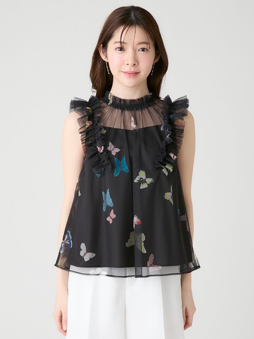 洗える】【HANAE MORI×CELFORDコラボ】バタフライレイヤードプリント