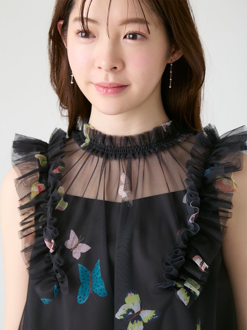 洗える】【HANAE MORI×CELFORDコラボ】バタフライレイヤードプリント
