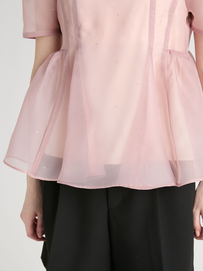 洗える】ビジューペプラムブラウス(シャツ・ブラウス)｜TOPS｜CELFORD