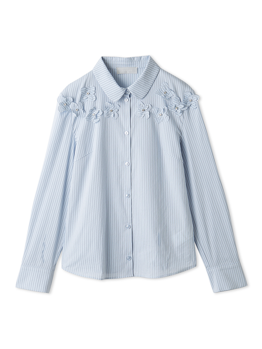 洗える】フローラルビジューデコレートシャツ(ブラウス・シャツ)｜TOPS