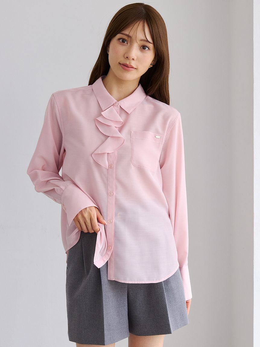 洗える】アシメフリルシャツ(ブラウス・シャツ)｜TOPS（トップス