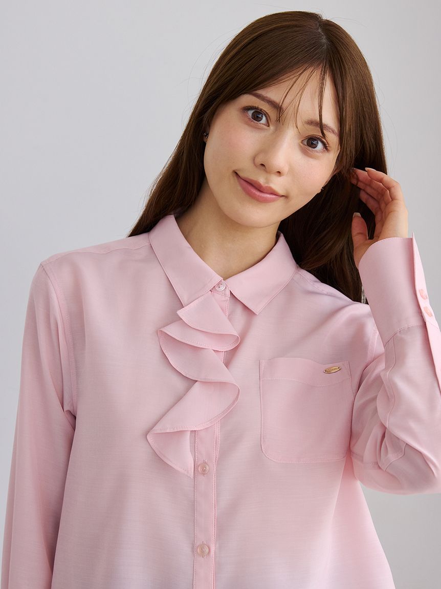 洗える】アシメフリルシャツ(ブラウス・シャツ)｜TOPS（トップス