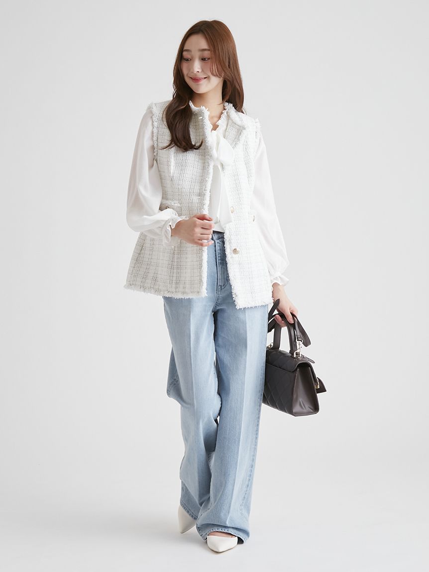 プリーツフリルカラーボウタイブラウス(シャツ・ブラウス)｜TOPS