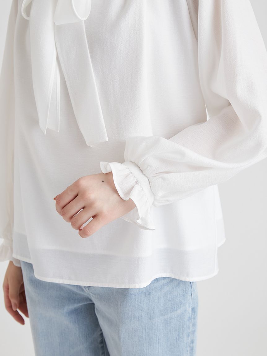 プリーツフリルカラーボウタイブラウス(シャツ・ブラウス)｜TOPS