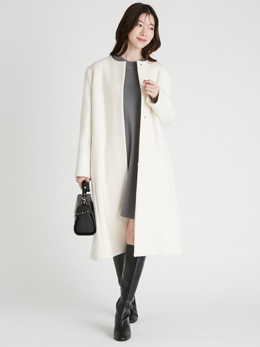 ✨極美品✨ セルフォード ノーカラーコート カシミヤ混 近年モデル 金ボタン M カシミヤ混ノーカラーコート(コート)｜OUTER（アウター