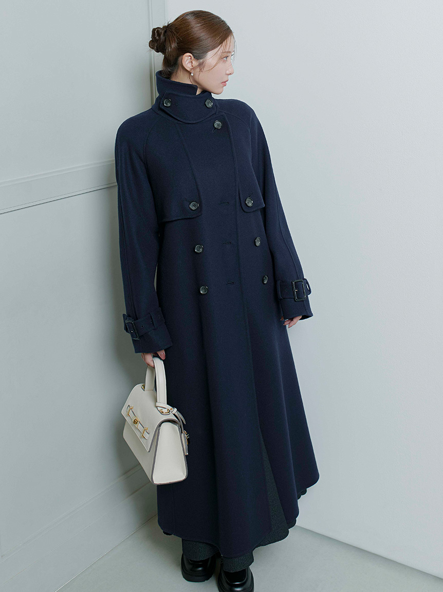 ウール混ロングトレンチコート(コート)｜OUTER（アウター