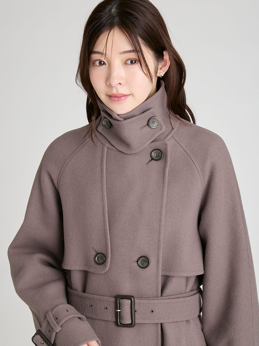 【新品】CELFORD ウール混ロングトレンチコート IVR 38 ウール混ロングトレンチコート(コート)｜OUTER（アウター