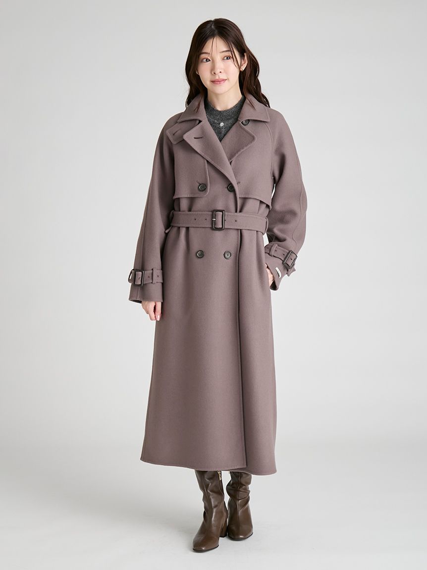 【新品】CELFORD ウール混ロングトレンチコート IVR 38 ウール混ロングトレンチコート(コート)｜OUTER（アウター
