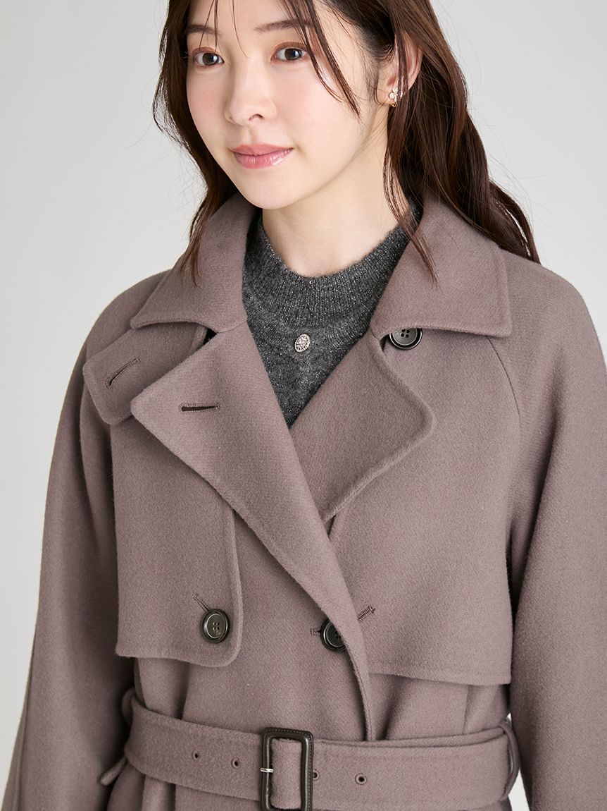 ウール混ロングトレンチコート(コート)｜OUTER（アウター