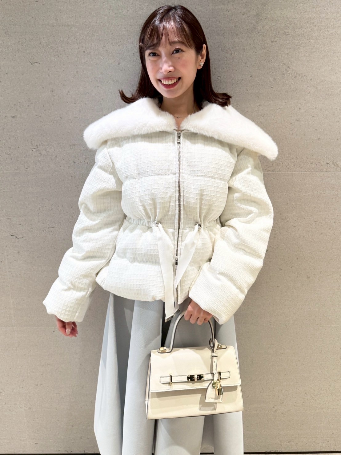 ファー襟付きツイードショートコート(コート)｜OUTER（アウター