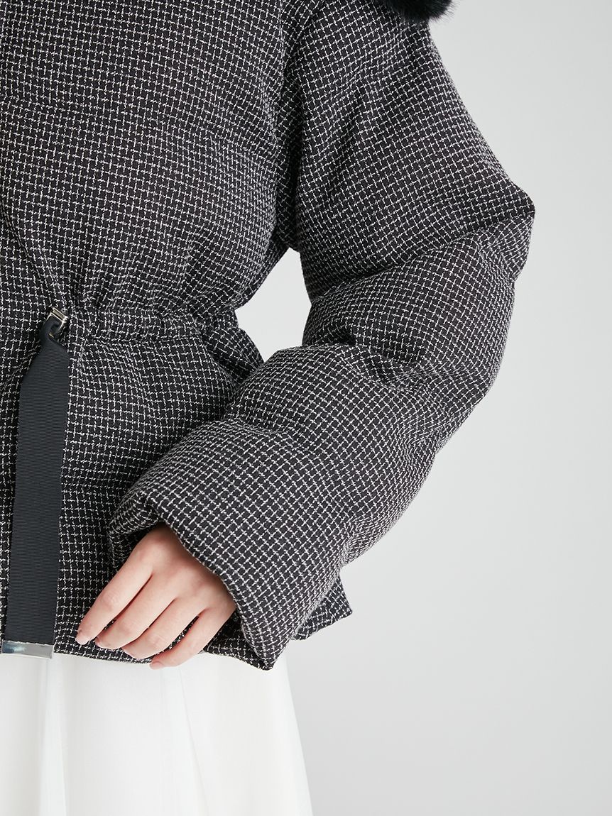 ファー襟付きツイードショートコート(コート)｜OUTER（アウター