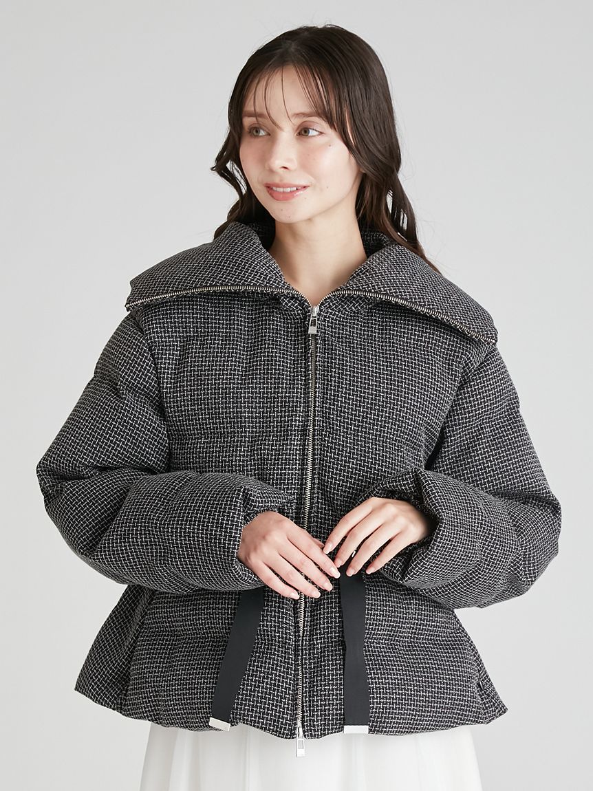 ファー襟付きツイードショートコート(コート)｜OUTER（アウター