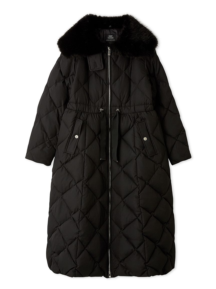 S級美品 MooRER 2way ダウンコート キルティング ファー 黒 XL TAION×CELFORD】【洗える】衿ファーロングダウンコート(キルティング