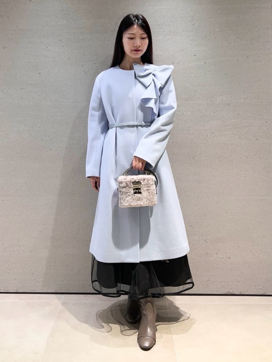 WEB限定カラー】ベルト付きリボンディテールコート(ノーカラーコート