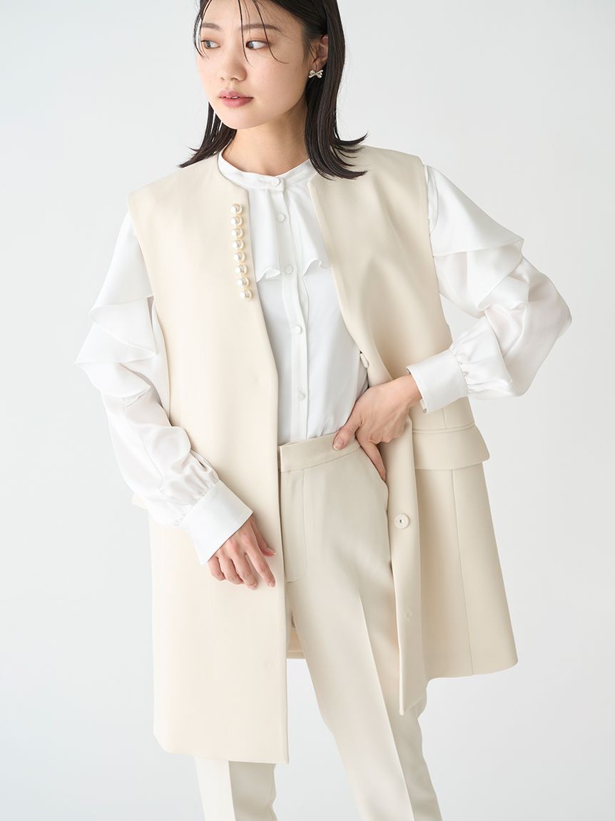 ￼￼￼23AW CELFORD パールネックロングベスト ⭐︎美品⭐︎ブラック折り畳み発送いたします