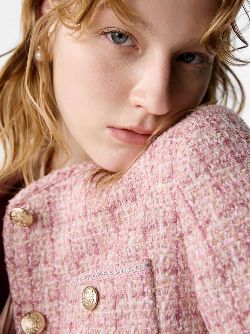 パイピングデザインツイードジャケット(ジャケット・ブルゾン