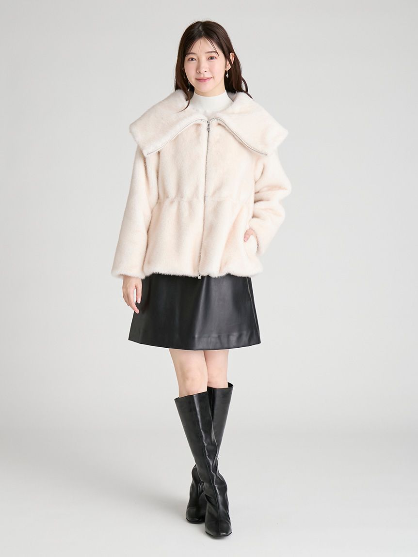 ビッグカラーペプラムファージャケット(ジャケット・ブルゾン