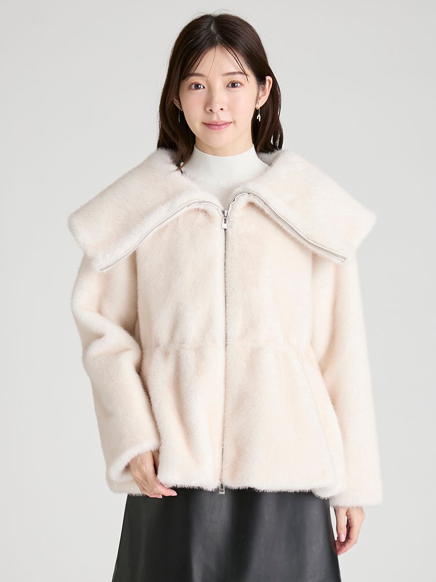 ビッグカラーペプラムファージャケット(ジャケット・ブルゾン