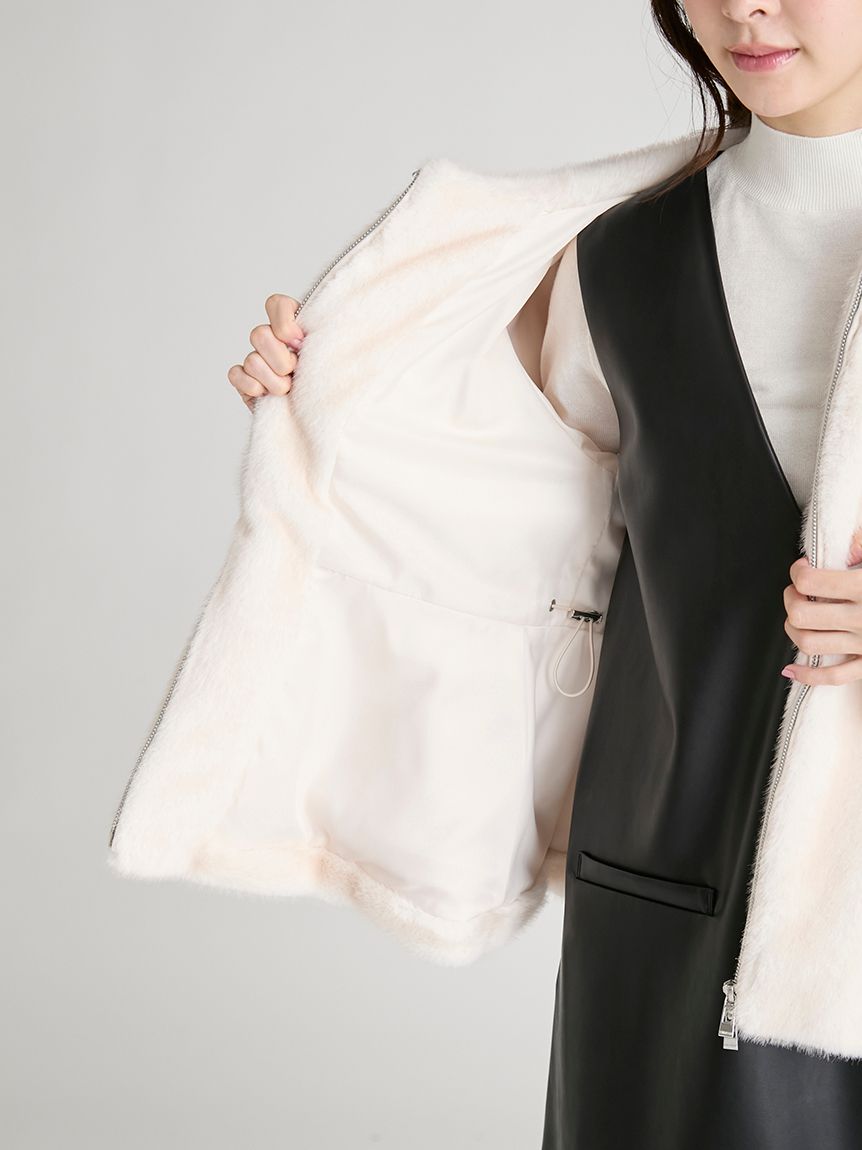 ビッグカラーペプラムファージャケット(ジャケット・ブルゾン)｜OUTER