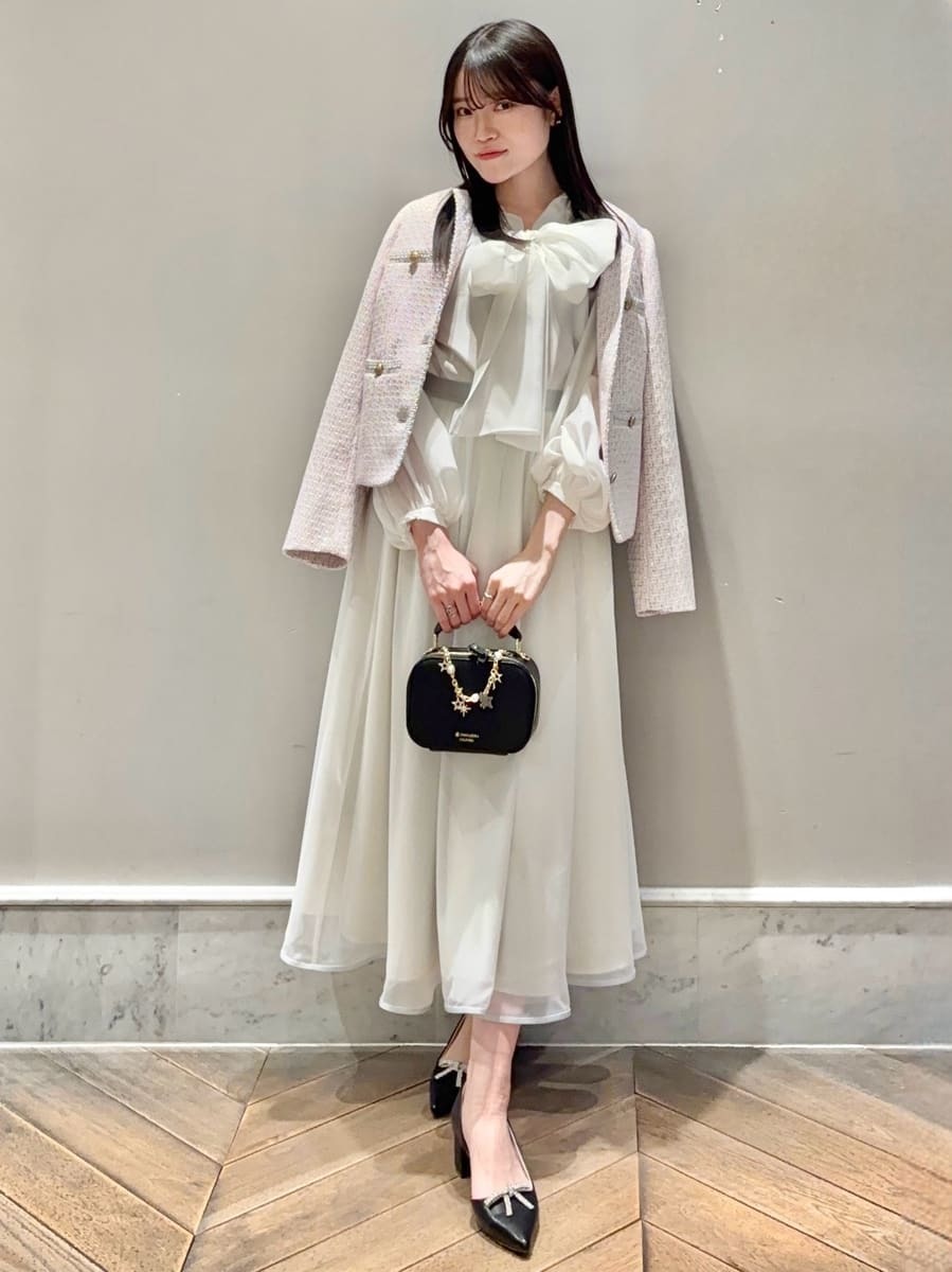 154　まゆみ ミドル丈ノーカラーツイードジャケット(ジャケット・ブルゾン)｜OUTER