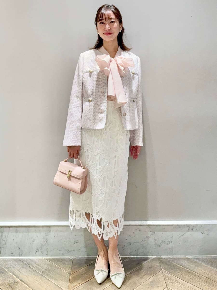 ミドル丈ノーカラーツイードジャケット(ジャケット・ブルゾン)｜OUTER