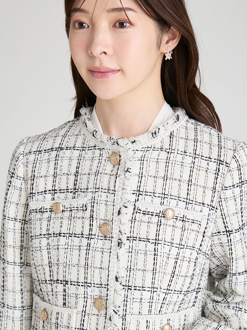 フォクシーブティック ツイード フリンジ ジャケット ボレロ 38 美品 フォクシーツイードジャケット ベージュ38 SP品 - メルカリ