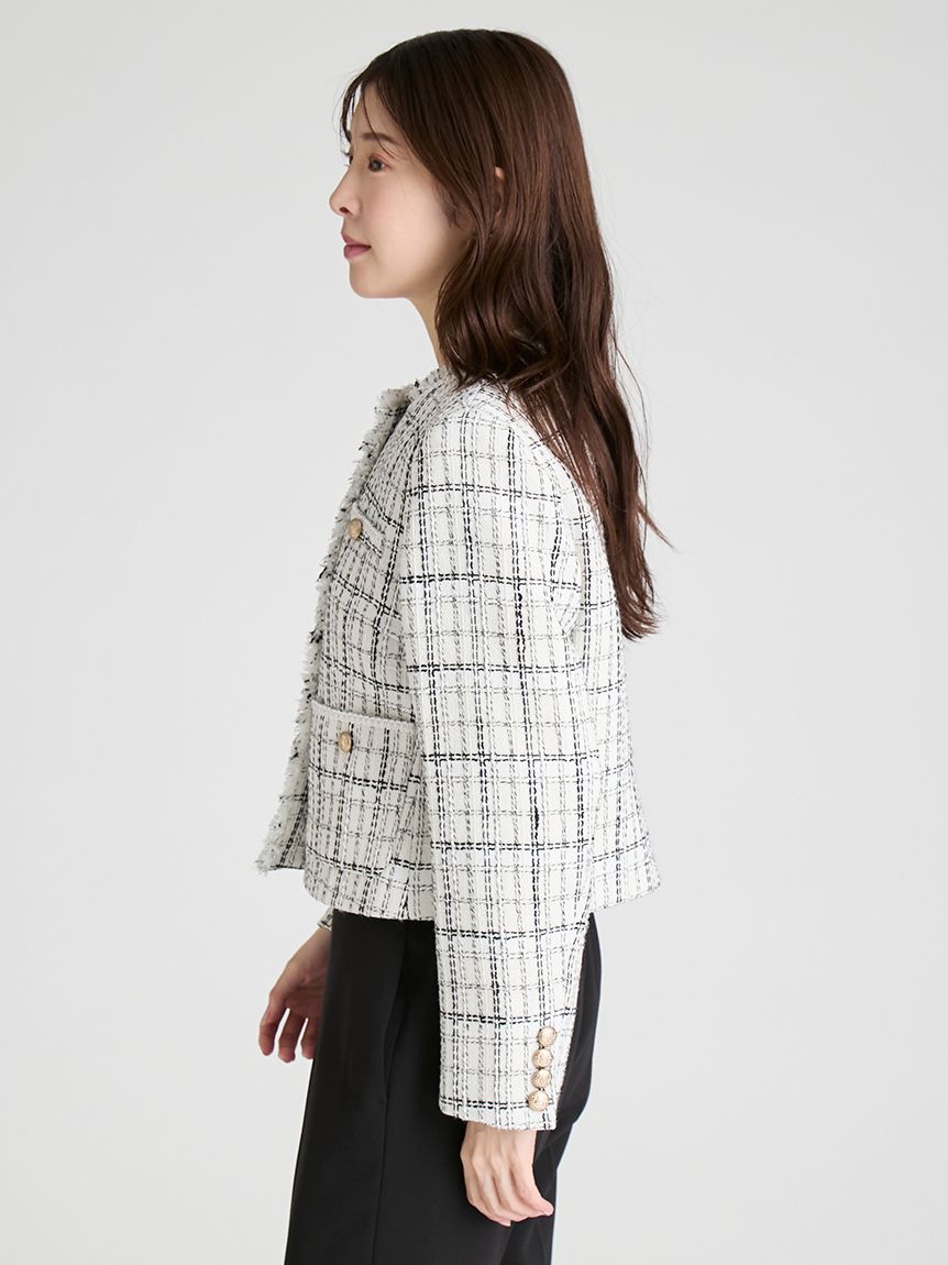 極美品　セルフォード2023　ツイードジャケット　サイズ36　28600円 CELFORD（セルフォード） ジャケット ノーカラージャケット パイピング