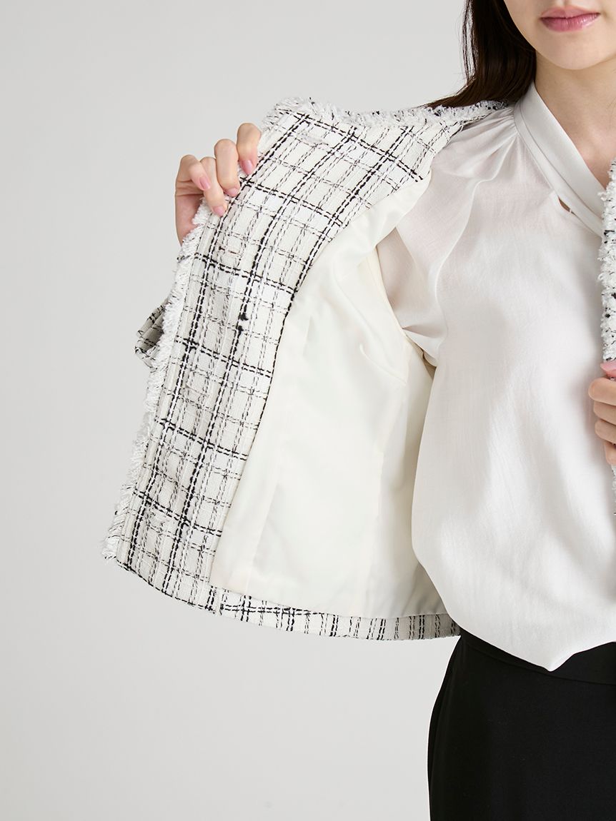 フリンジツイードジャケット(ジャケット・ブルゾン)｜OUTER（アウター