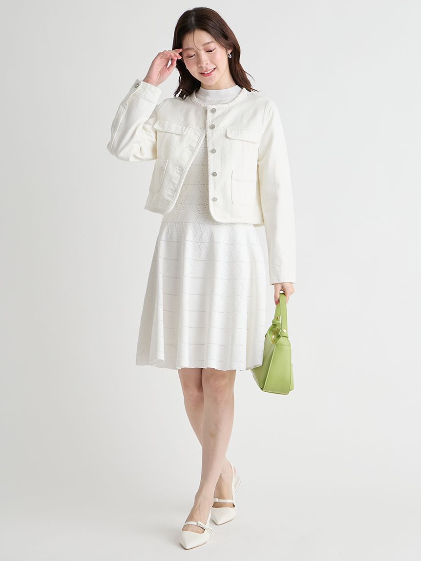 ノーカラーデニムジャケット(ジャケット・ブルゾン)｜OUTER（アウター