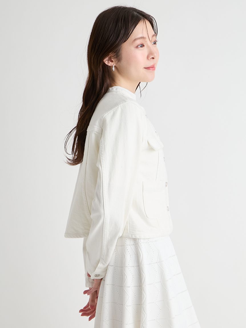 ノーカラーデニムジャケット(ジャケット・ブルゾン)|OUTER(アウター ノーカラーデニムジャケット(ジャケット・ブルゾン)|OUTER(アウター