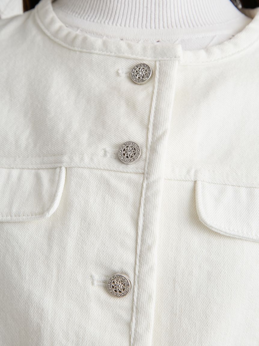 ノーカラーデニムジャケット(ジャケット・ブルゾン)｜OUTER（アウター