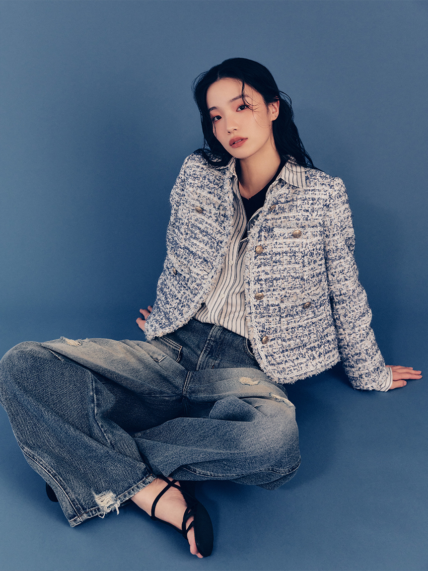 セルフォード　マルチカラーツイードジャケット セットアップ対応】フリンジツイードジャケット(ジャケット・ブルゾン