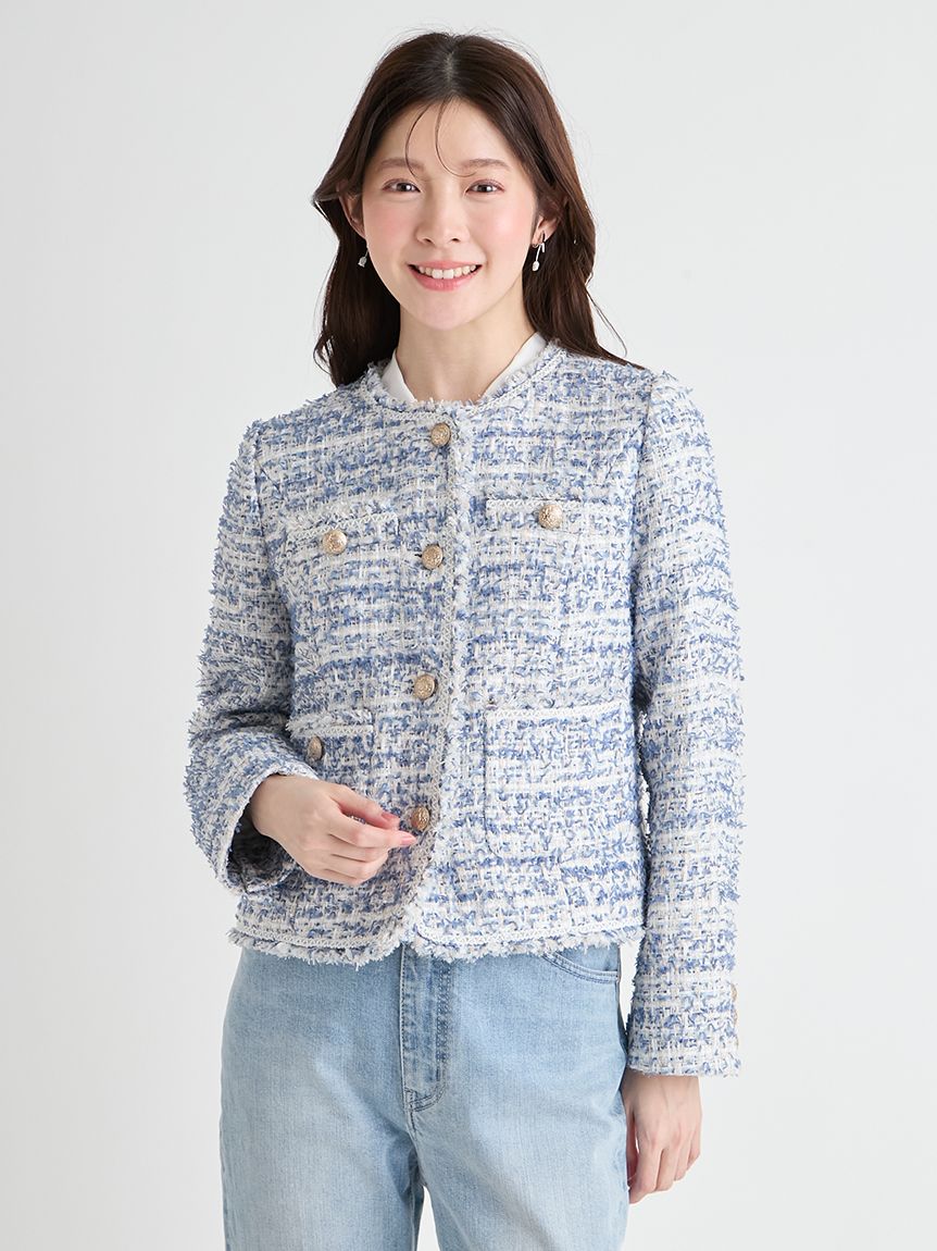 セットアップ対応】フリンジツイードジャケット(ジャケット・ブルゾン