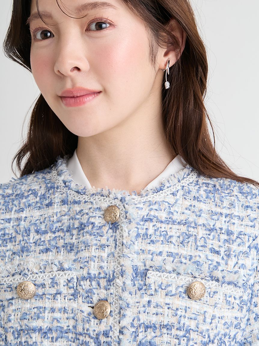 セットアップ対応】フリンジツイードジャケット(ジャケット・ブルゾン