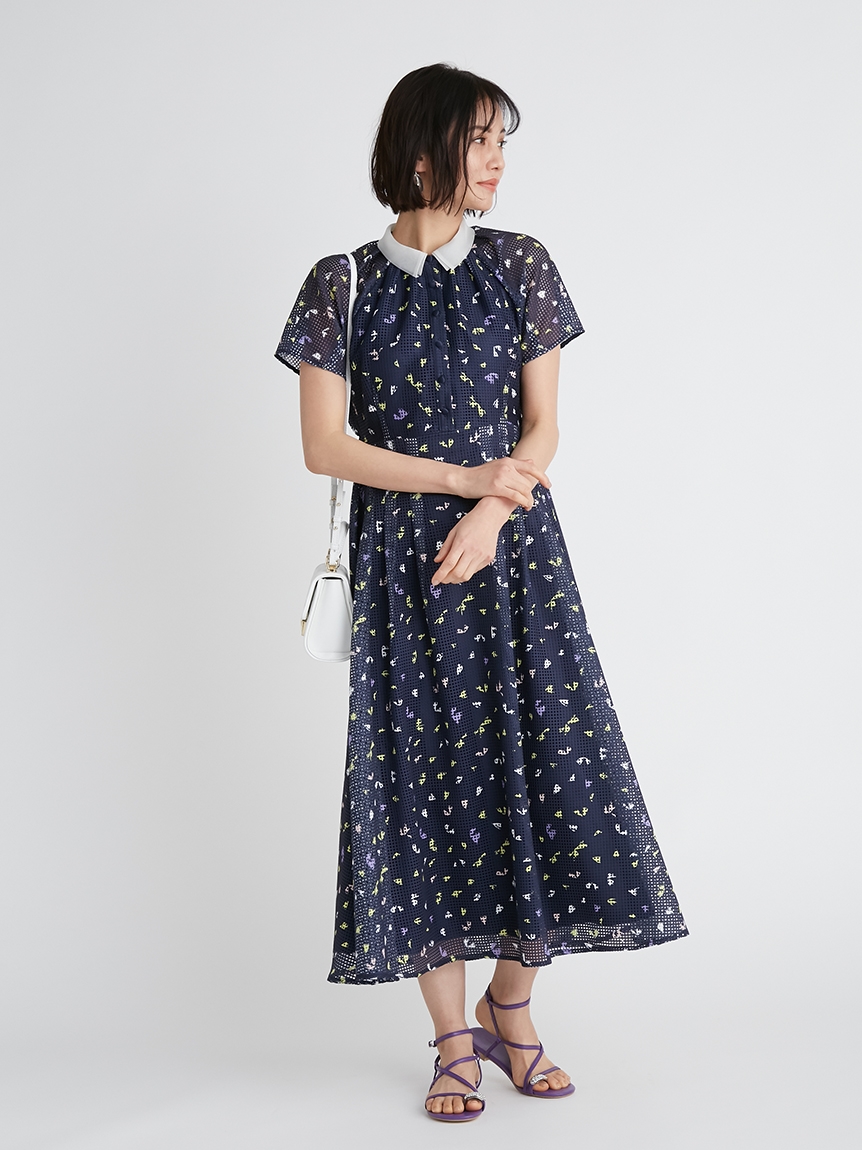 衿付き小花柄ワンピース(デイリーワンピース)|DRESS(ドレス 衿付き小花柄ワンピース(デイリーワンピース)|DRESS(ドレス