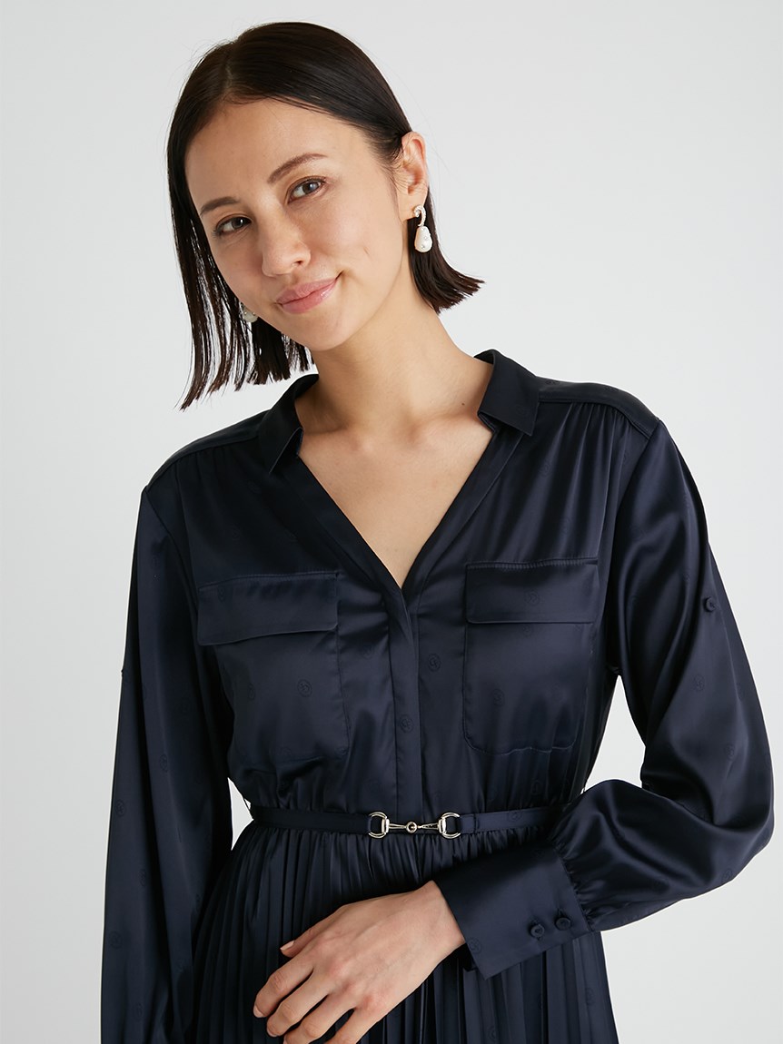 モノグラムサテンＪＱワンピース(デイリーワンピース)｜DRESS（ドレス 