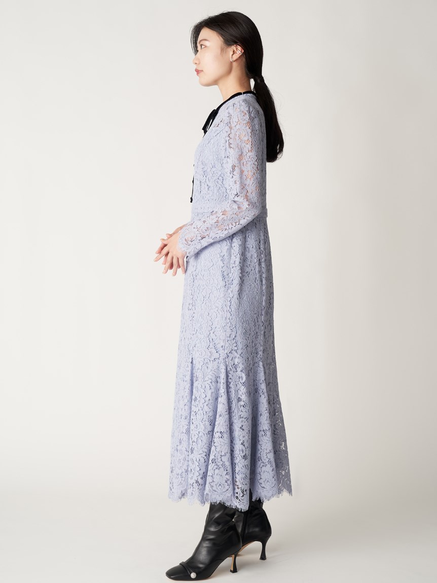 ボウタイ付きレースマーメイドワンピース(オケージョンドレス)|DRESS ...