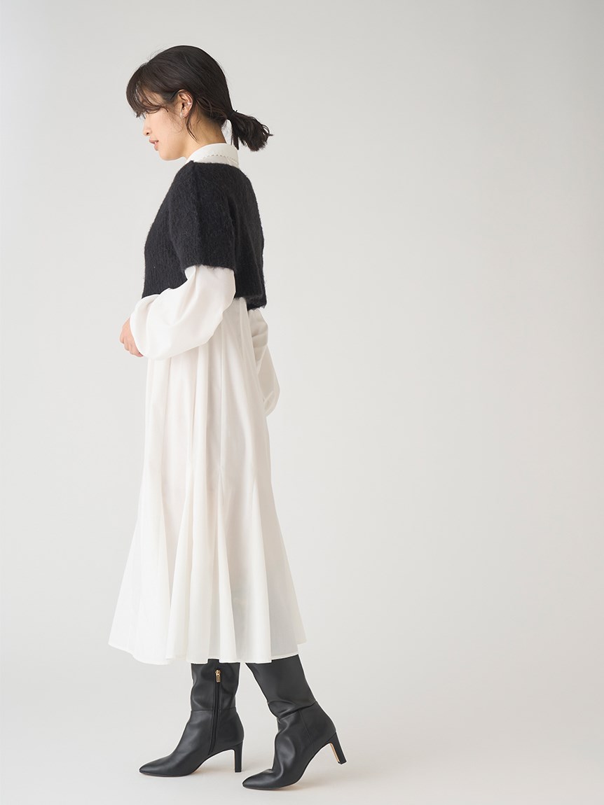 ショートニット付きシャツワンピース(デイリーワンピース)｜DRESS