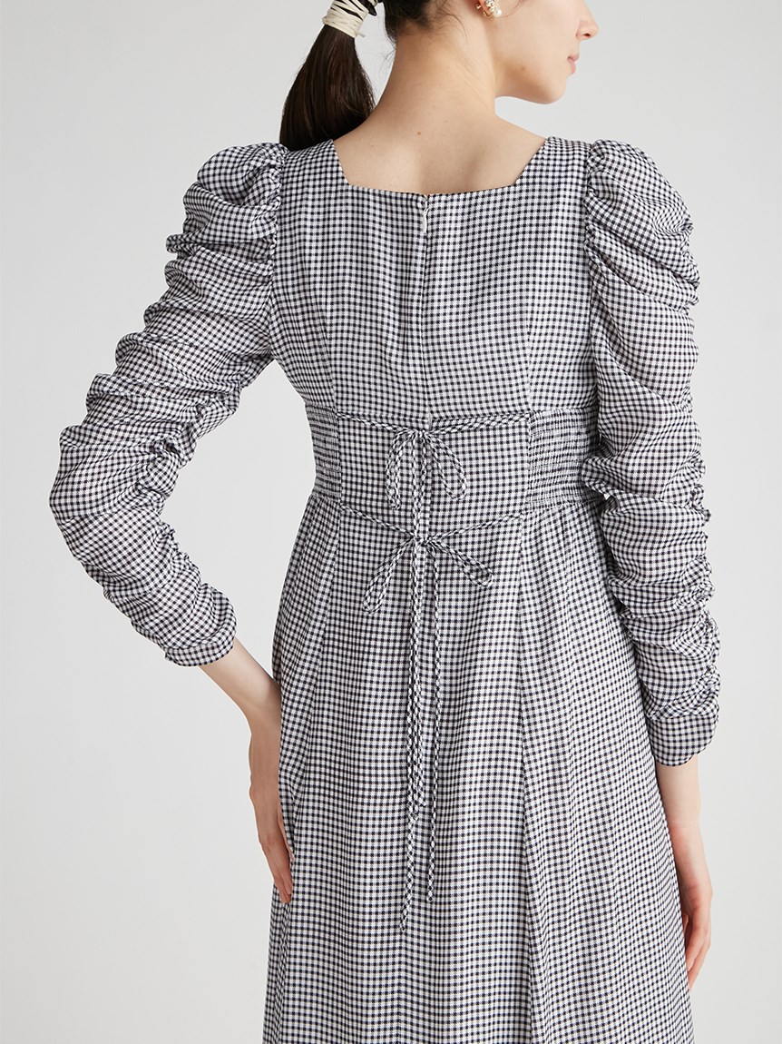割繊サテンギャザースリーブワンピース(デイリーワンピース)｜DRESS 