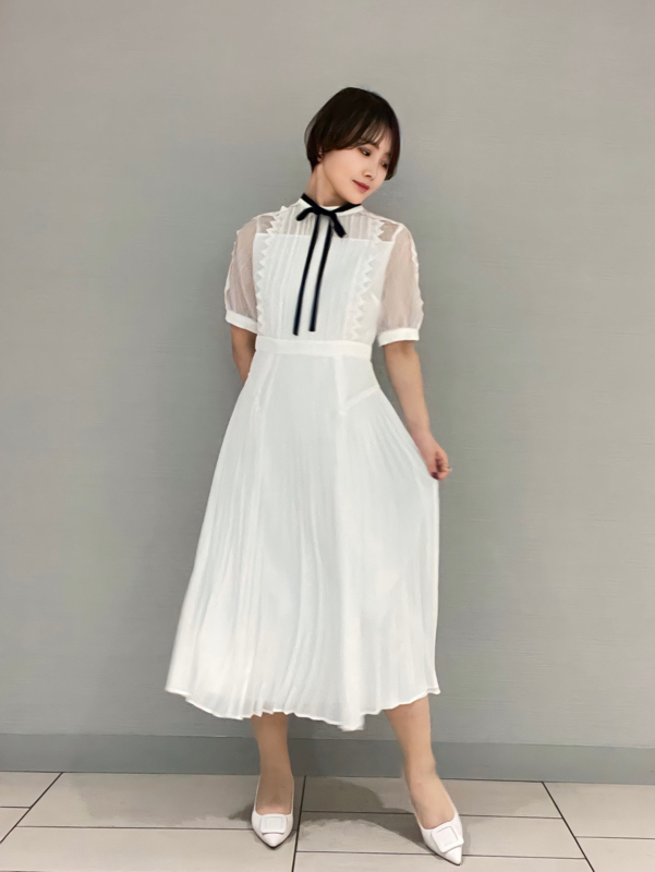 シフォン×チュールレースプリーツワンピ(デイリーワンピース)｜DRESS