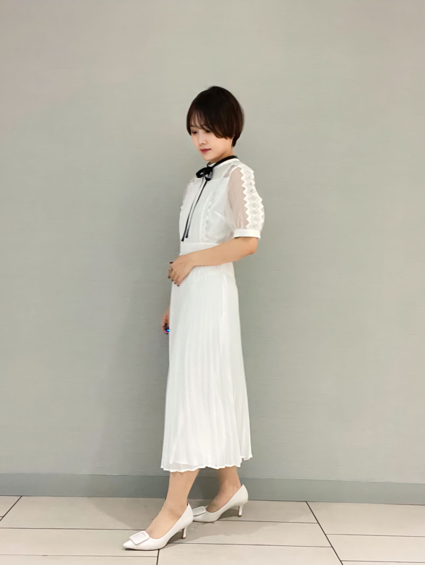 シフォン×チュールレースプリーツワンピ(デイリーワンピース)｜DRESS