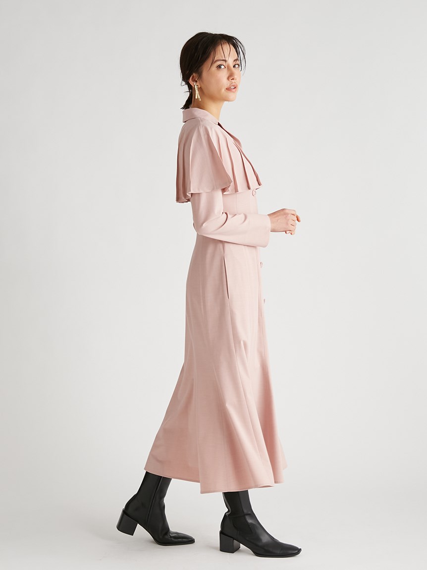 【新品タグ付き】ケープ風レースワンピース　ドレス　ピンク　36 セルフォード