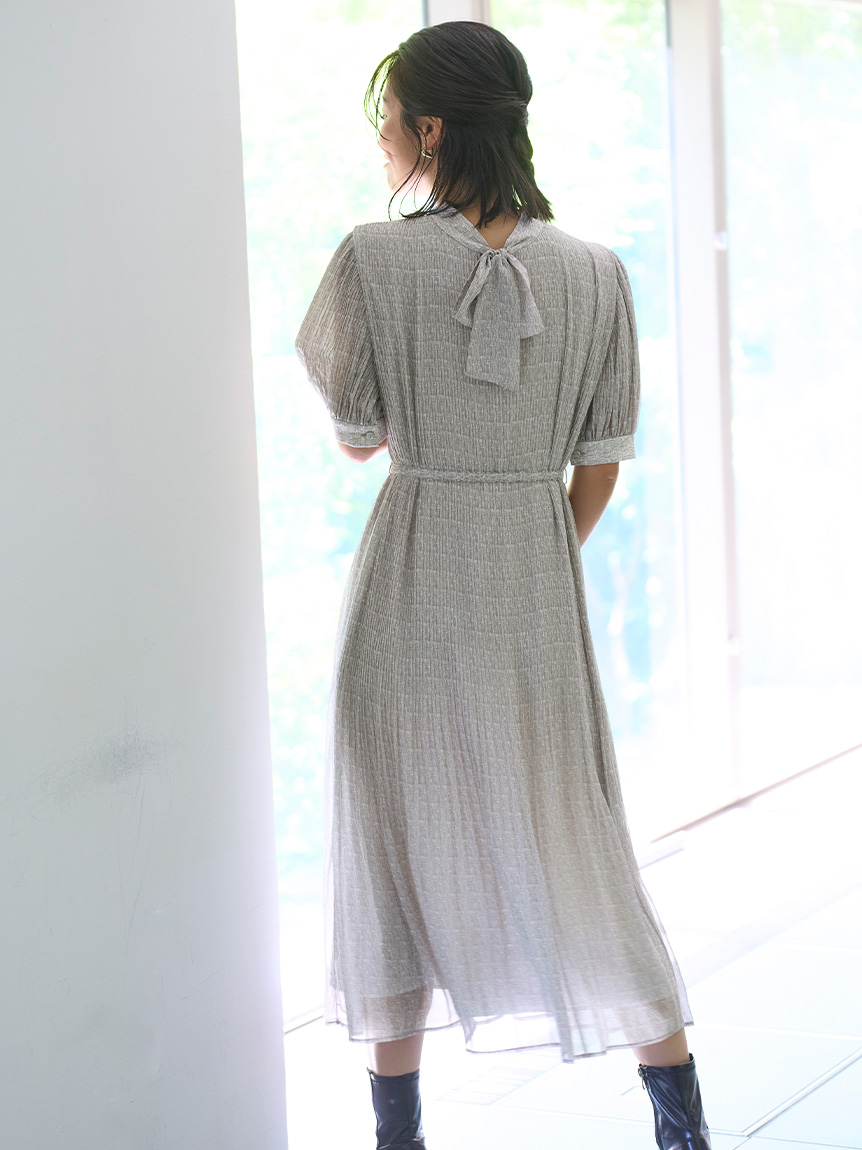 ベルト付シフォンプリーツワンピース(デイリーワンピース)｜DRESS 